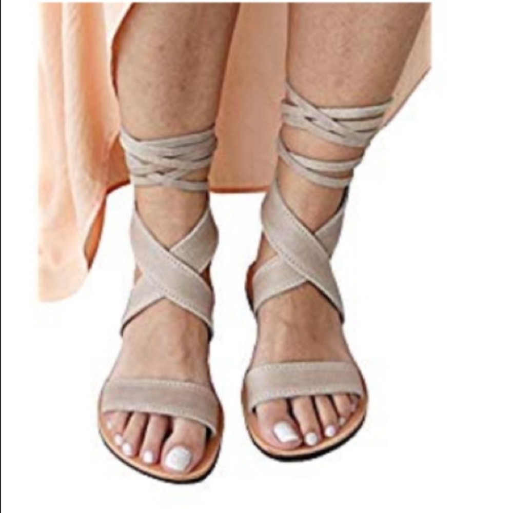 Open toe cross cross flats